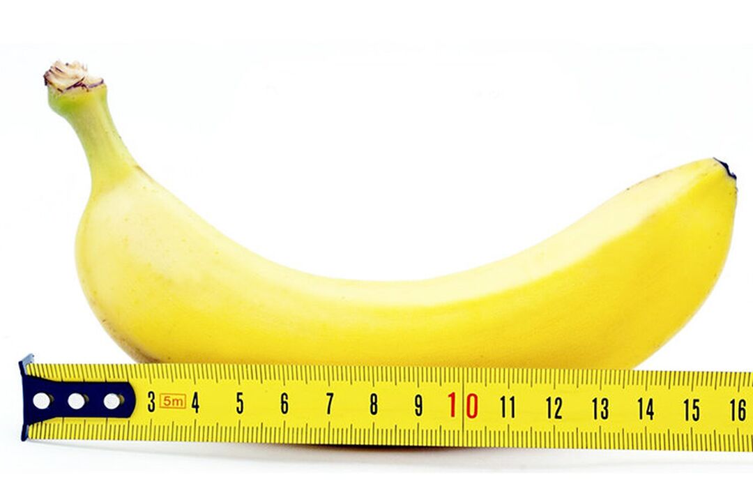 банан з лінійкою символізує вимір члена після операції